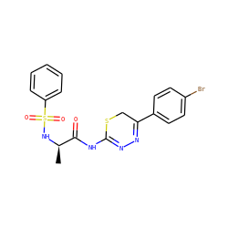 C[C@@H](NS(=O)(=O)c1ccccc1)C(=O)NC1=NN=C(c2ccc(Br)cc2)CS1 ZINC000013864145