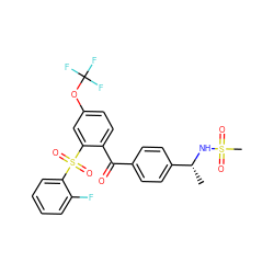 C[C@@H](NS(C)(=O)=O)c1ccc(C(=O)c2ccc(OC(F)(F)F)cc2S(=O)(=O)c2ccccc2F)cc1 ZINC000028527958