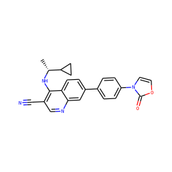 C[C@@H](Nc1c(C#N)cnc2cc(-c3ccc(-n4ccoc4=O)cc3)ccc12)C1CC1 ZINC000095601782