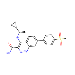 C[C@@H](Nc1c(C(N)=O)nnc2cc(-c3ccc(S(C)(=O)=O)cc3)ccc12)C1CC1 ZINC000095587071