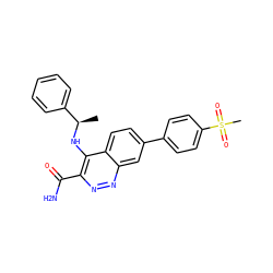 C[C@@H](Nc1c(C(N)=O)nnc2cc(-c3ccc(S(C)(=O)=O)cc3)ccc12)c1ccccc1 ZINC000095587476