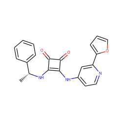 C[C@@H](Nc1c(Nc2ccnc(-c3ccco3)c2)c(=O)c1=O)c1ccccc1 ZINC000100081698