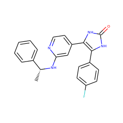 C[C@@H](Nc1cc(-c2[nH]c(=O)[nH]c2-c2ccc(F)cc2)ccn1)c1ccccc1 ZINC000101354848