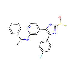 C[C@@H](Nc1cc(-c2[nH]c([S@@+](C)[O-])nc2-c2ccc(F)cc2)ccn1)c1ccccc1 ZINC000071317568