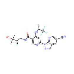 C[C@@H](Nc1cc(-n2ncc3cc(C#N)cnc32)ncc1C(=O)NC[C@@H](F)C(C)(C)O)C(F)(F)F ZINC001772640872