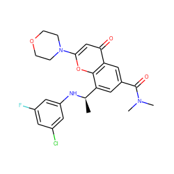 C[C@@H](Nc1cc(F)cc(Cl)c1)c1cc(C(=O)N(C)C)cc2c(=O)cc(N3CCOCC3)oc12 ZINC000116737355