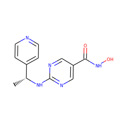 C[C@@H](Nc1ncc(C(=O)NO)cn1)c1ccncc1 ZINC000166685151