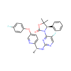 C[C@@H](Nc1ncc(F)c(N2C(=O)OC(C)(C)[C@H]2c2ccccc2)n1)c1ccc(Oc2ccc(F)cc2)cn1 ZINC000142132538