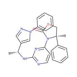 C[C@@H](Nc1nccc(N2C(=O)OC[C@@]2(C)c2ccccc2)n1)c1cnn(-c2ccccc2)c1 ZINC000142093345