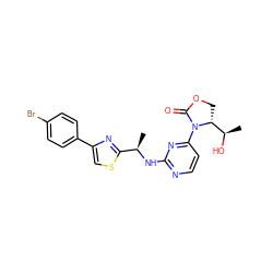 C[C@@H](Nc1nccc(N2C(=O)OC[C@@H]2[C@@H](C)O)n1)c1nc(-c2ccc(Br)cc2)cs1 ZINC000221665002