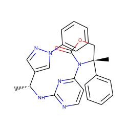 C[C@@H](Nc1nccc(N2C(=O)OC[C@]2(C)c2ccccc2)n1)c1cnn(-c2ccccc2)c1 ZINC000142060028