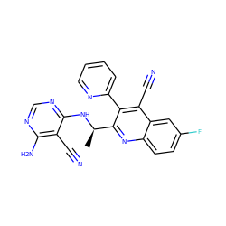 C[C@@H](Nc1ncnc(N)c1C#N)c1nc2ccc(F)cc2c(C#N)c1-c1ccccn1 ZINC000143262084