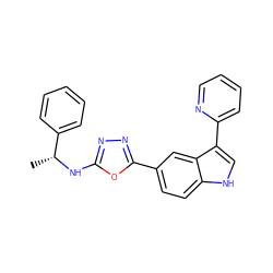 C[C@@H](Nc1nnc(-c2ccc3[nH]cc(-c4ccccn4)c3c2)o1)c1ccccc1 ZINC000145424355