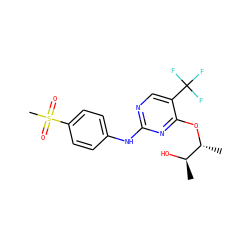 C[C@@H](O)[C@@H](C)Oc1nc(Nc2ccc(S(C)(=O)=O)cc2)ncc1C(F)(F)F ZINC000140228279