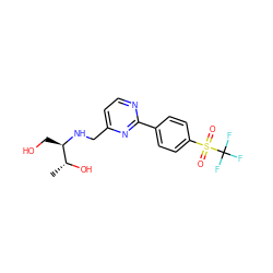 C[C@@H](O)[C@@H](CO)NCc1ccnc(-c2ccc(S(=O)(=O)C(F)(F)F)cc2)n1 ZINC000204419863