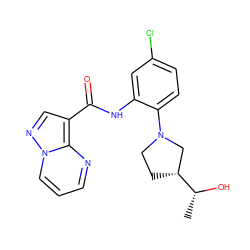 C[C@@H](O)[C@@H]1CCN(c2ccc(Cl)cc2NC(=O)c2cnn3cccnc23)C1 ZINC000113653005