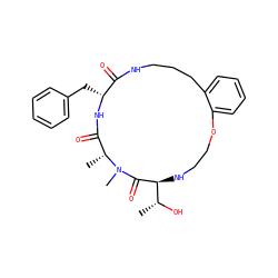 C[C@@H](O)[C@@H]1NCCOc2ccccc2CCCNC(=O)[C@@H](Cc2ccccc2)NC(=O)[C@@H](C)N(C)C1=O ZINC001772627511