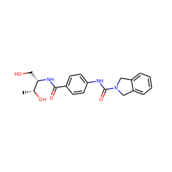 C[C@@H](O)[C@H](CO)NC(=O)c1ccc(NC(=O)N2Cc3ccccc3C2)cc1 ZINC000167323687