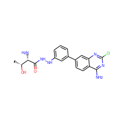 C[C@@H](O)[C@H](N)C(=O)NNc1cccc(-c2ccc3c(N)nc(Cl)nc3c2)c1 ZINC000095597489