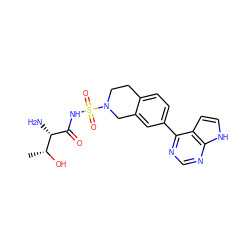 C[C@@H](O)[C@H](N)C(=O)NS(=O)(=O)N1CCc2ccc(-c3ncnc4[nH]ccc34)cc2C1 ZINC000095596677