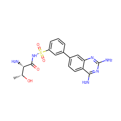 C[C@@H](O)[C@H](N)C(=O)NS(=O)(=O)c1cccc(-c2ccc3c(N)nc(N)nc3c2)c1 ZINC000095594336