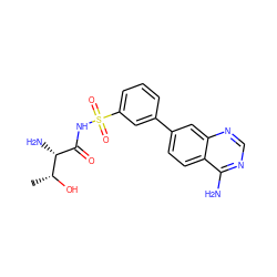 C[C@@H](O)[C@H](N)C(=O)NS(=O)(=O)c1cccc(-c2ccc3c(N)ncnc3c2)c1 ZINC000095597972