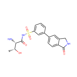 C[C@@H](O)[C@H](N)C(=O)NS(=O)(=O)c1cccc(-c2ccc3c(c2)CNC3=O)c1 ZINC000095593872