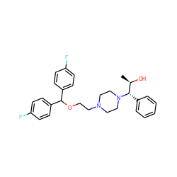 C[C@@H](O)[C@H](c1ccccc1)N1CCN(CCOC(c2ccc(F)cc2)c2ccc(F)cc2)CC1 ZINC000022927047