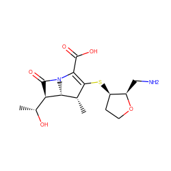 C[C@@H](O)[C@H]1C(=O)N2C(C(=O)O)=C(S[C@@H]3CCO[C@@H]3CN)[C@H](C)[C@H]12 ZINC000003808350