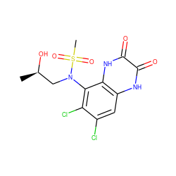 C[C@@H](O)CN(c1c(Cl)c(Cl)cc2[nH]c(=O)c(=O)[nH]c12)S(C)(=O)=O ZINC000028954089