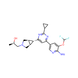 C[C@@H](O)CN1C[C@H]2[C@@H](C1)[C@@H]2c1cc(-c2cnc(N)c(OC(F)F)c2)nc(C2CC2)n1 ZINC000653681030