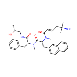 C[C@@H](O)CNC(=O)[C@@H](Cc1ccccc1)N(C)C(=O)[C@@H](Cc1ccc2ccccc2c1)N(C)C(=O)/C=C/CC(C)(C)N ZINC000027197078