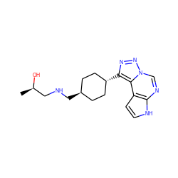 C[C@@H](O)CNC[C@H]1CC[C@H](c2nnn3cnc4[nH]ccc4c23)CC1 ZINC001772584687