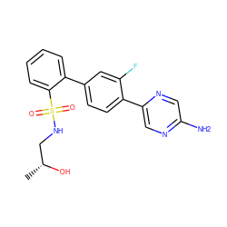 C[C@@H](O)CNS(=O)(=O)c1ccccc1-c1ccc(-c2cnc(N)cn2)c(F)c1 ZINC000224715123