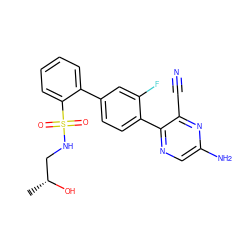 C[C@@H](O)CNS(=O)(=O)c1ccccc1-c1ccc(-c2ncc(N)nc2C#N)c(F)c1 ZINC000224710742