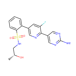 C[C@@H](O)CNS(=O)(=O)c1ccccc1-c1cnc(-c2cnc(N)nc2)c(F)c1 ZINC000224736227