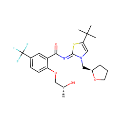 C[C@@H](O)COc1ccc(C(F)(F)F)cc1C(=O)/N=c1\sc(C(C)(C)C)cn1C[C@H]1CCCO1 ZINC000141499183