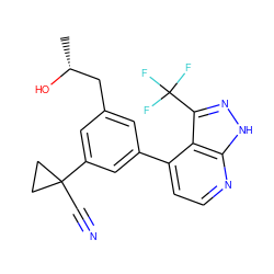 C[C@@H](O)Cc1cc(-c2ccnc3[nH]nc(C(F)(F)F)c23)cc(C2(C#N)CC2)c1 ZINC000299836919