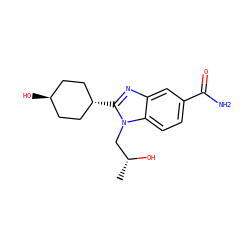 C[C@@H](O)Cn1c2ccc(C(N)=O)cc2nc1[C@H]1CC[C@H](O)CC1 ZINC000653882129