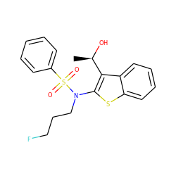 C[C@@H](O)c1c(N(CCCF)S(=O)(=O)c2ccccc2)sc2ccccc12 ZINC000115231516