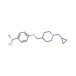 C[C@@H](O)c1ccc(OCC2CCN(CC3CC3)CC2)cc1 ZINC000013730025