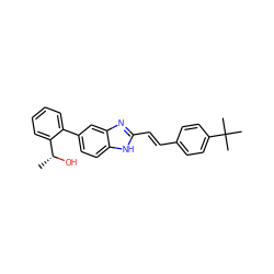 C[C@@H](O)c1ccccc1-c1ccc2[nH]c(/C=C/c3ccc(C(C)(C)C)cc3)nc2c1 ZINC000117137443