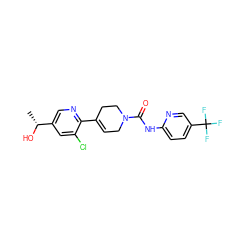 C[C@@H](O)c1cnc(C2=CCN(C(=O)Nc3ccc(C(F)(F)F)cn3)CC2)c(Cl)c1 ZINC000141072609