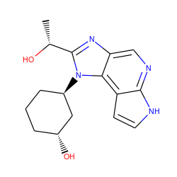 C[C@@H](O)c1nc2cnc3[nH]ccc3c2n1[C@@H]1CCC[C@@H](O)C1 ZINC000096270808