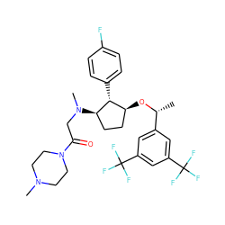 C[C@@H](O[C@H]1CC[C@@H](N(C)CC(=O)N2CCN(C)CC2)[C@@H]1c1ccc(F)cc1)c1cc(C(F)(F)F)cc(C(F)(F)F)c1 ZINC000036324391