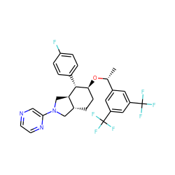 C[C@@H](O[C@H]1CC[C@@H]2CN(c3cnccn3)C[C@H]2[C@@H]1c1ccc(F)cc1)c1cc(C(F)(F)F)cc(C(F)(F)F)c1 ZINC000044306923