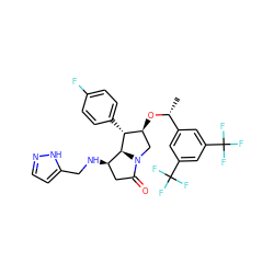 C[C@@H](O[C@H]1CN2C(=O)C[C@@H](NCc3ccn[nH]3)[C@H]2[C@@H]1c1ccc(F)cc1)c1cc(C(F)(F)F)cc(C(F)(F)F)c1 ZINC000049780235