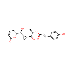 C[C@@H](OC(=O)/C=C/c1ccc(O)cc1)C(=O)[C@H]1C[C@@H]1[C@H](O)[C@H]1CC=CC(=O)O1 ZINC000028455805