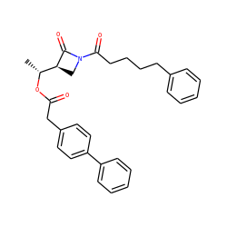 C[C@@H](OC(=O)Cc1ccc(-c2ccccc2)cc1)[C@@H]1CN(C(=O)CCCCc2ccccc2)C1=O ZINC000045258712