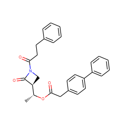 C[C@@H](OC(=O)Cc1ccc(-c2ccccc2)cc1)[C@@H]1CN(C(=O)CCc2ccccc2)C1=O ZINC000045258689